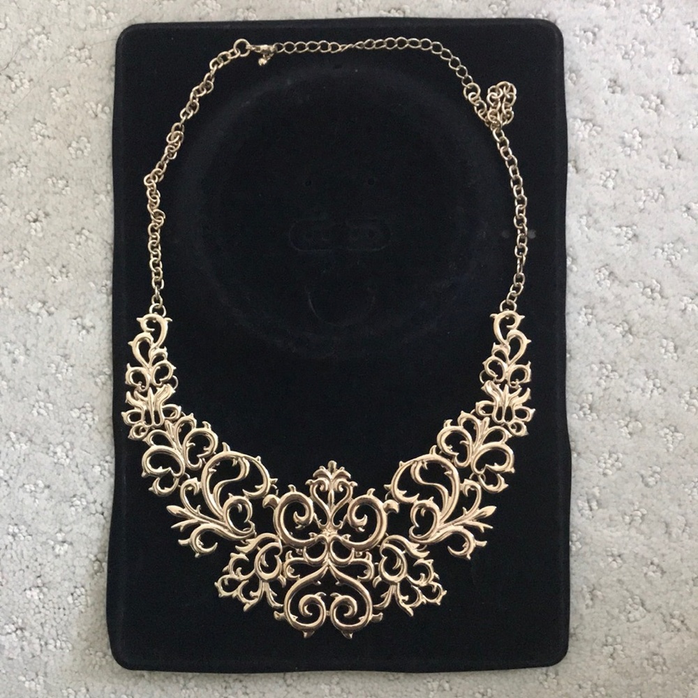 Gold statement bib necklace